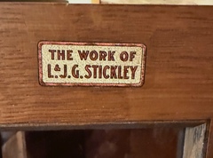 L.& J.G. Stickley Decal Signature: "In The Work of L.& J.G. Stickley".
Circa 1912-1918. Located inside the door. 